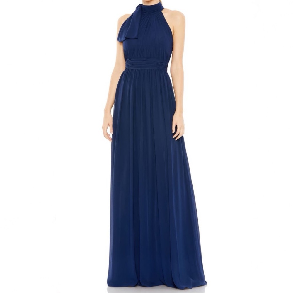New Ieena for Mac Duggal A Line Chiffon Halter Neck Evening Gown Size 12